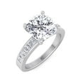 thumbnail image 1 of Denton - Moissanite Cushion Cut Lab Diamond Engagement Ring With Princess Cut Sidestones, 1 of 4