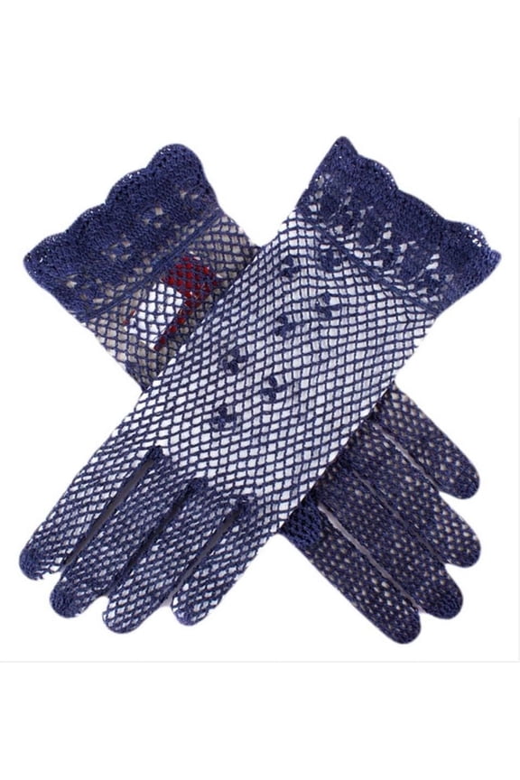 Womens Hand Crochet Gloves - Navy