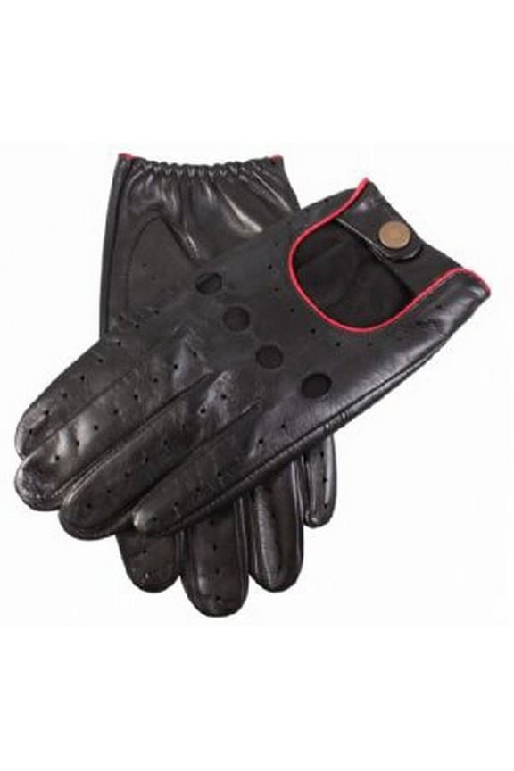 Mens Delta Classic Leather Driving Gloves - Black/Berry
