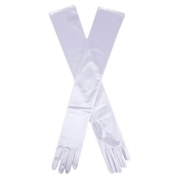 Dents Womens Long Opera Satin Gloves in White