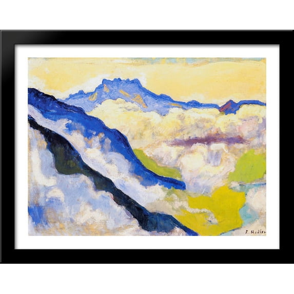 Dents du Midi in Clouds 36x28 Large Black Wood Framed Print Art by Ferdinand Hodler