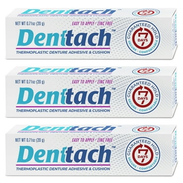 Denttach Denture Adhesive, Thermoplastic Denture Adhesive and Cushion, Comfortable Denture Fit for 7 Days, Zero Glue, Zinc Free, Longest Holding Denture Reliner Pack 3