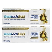 Denttach Gold Denture Adhesive, Olive Oil Based Denture Cream, Zinc-Free, 2.4 oz, 2 Pack