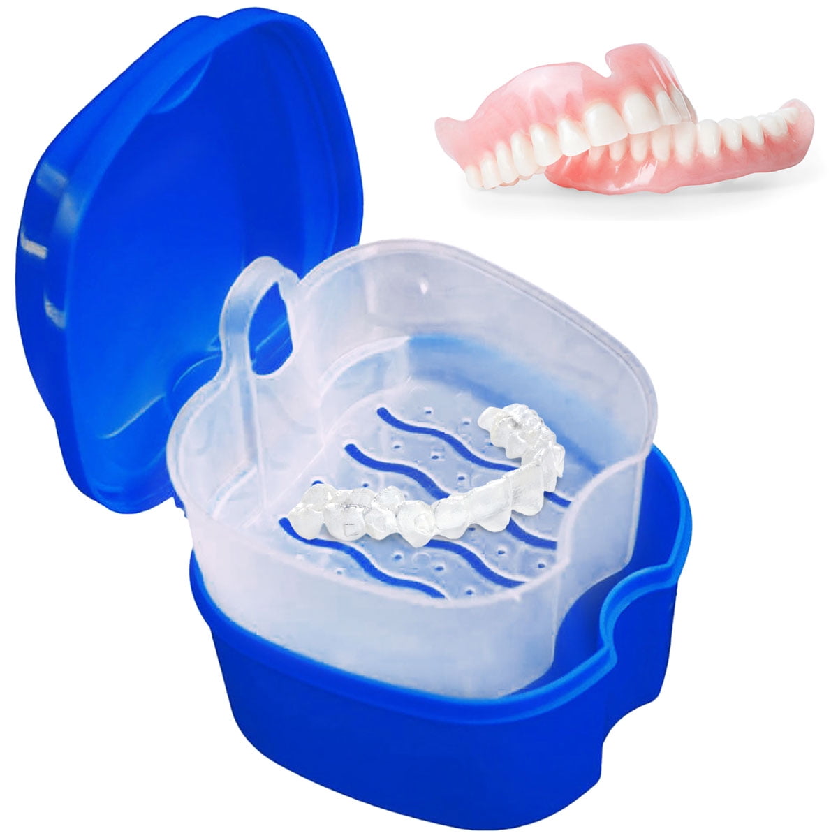 Denture Bath Box Case False Storage Box Cleaning Container Rinsing Basket Retainer Appliance