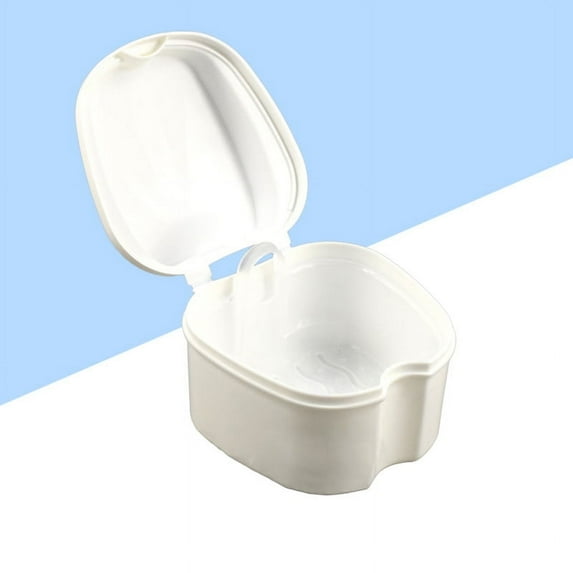 Denture Bath Case Cup Box Holder Storage Soak Container with Strainer Basket for Travel Cleaning