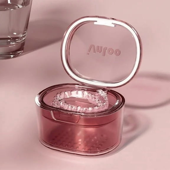 Denture Bath Case,Denture Soaking Container with Lid Leak Proof, False Teeth Holder Mouthguard Storage Box Retainer Soaking Case