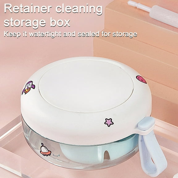 Denture Bath Case False Teeth Container with Mirror Leak-Resistant Compact Size Portable Travel Denture Holder Retainer Cleaning Box