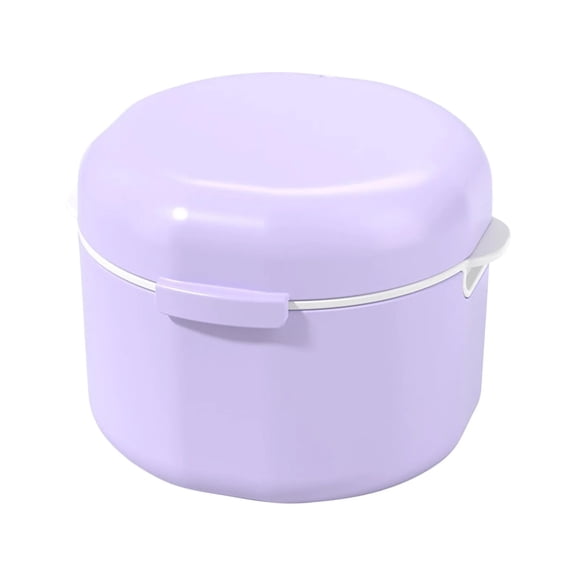Denture Bath Case,Leak Proof Denture Bath Cup with Strainer Basket for Home or Travel Denture Cleaning