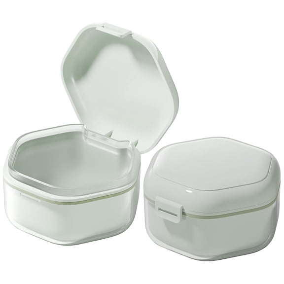 Denture Bath Case Retainer Cleaner Case, Food-Grade Denture Cup with Removable Layers for Soaking Dentures Mouth Guard Case Retainer Holder Night Guard Storage Case False Teeth Container