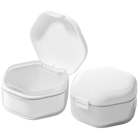 Denture Bath Case Retainer Cleaner Case, Food-Grade Denture Cup with Removable Layers for Soaking Dentures Mouth Guard Case Retainer Holder Night Guard Storage Case False Teeth Container
