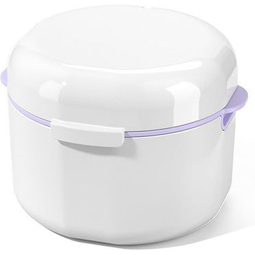 Denture Bath Case, Retainer Holder with Strainer Basket, False Teeth Storage Cup Mouth Guard Storage Box for Soaking Cleaning Dentures