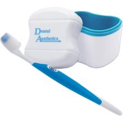 Denture Bath & Silicone Toothbrush for Valplast Flexible Dentures  Storage Container & Brush Blue Bath, Blue Brush