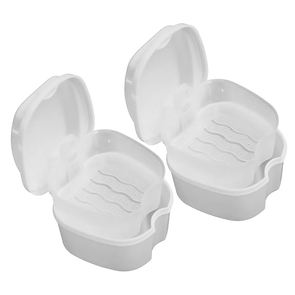 Denture Box Effective Compact False Teeth Full Protection Denture Bath Box for Trip-White