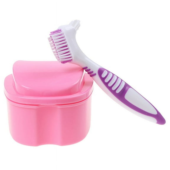 Denture Box and Brush set retainer cleanning denture case brush toothbrush