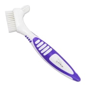 Denture Brush  Easy Hold Handle, Double Bristle Head Purple, One Size