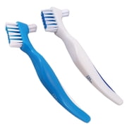 Denture Brush Set of 2 Blue & WhiteEasy Grip Handle, Double Bristle Head