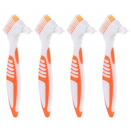 Denture Brushes 4Pcs Double- sided Toothbrushes Orthodontic Appliance Denture Cleaning Brushes Teeth Clean Brushes
