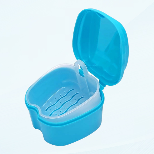 Denture Case, Denture Box with Strainer, Night Cleaner Denture Bath Box