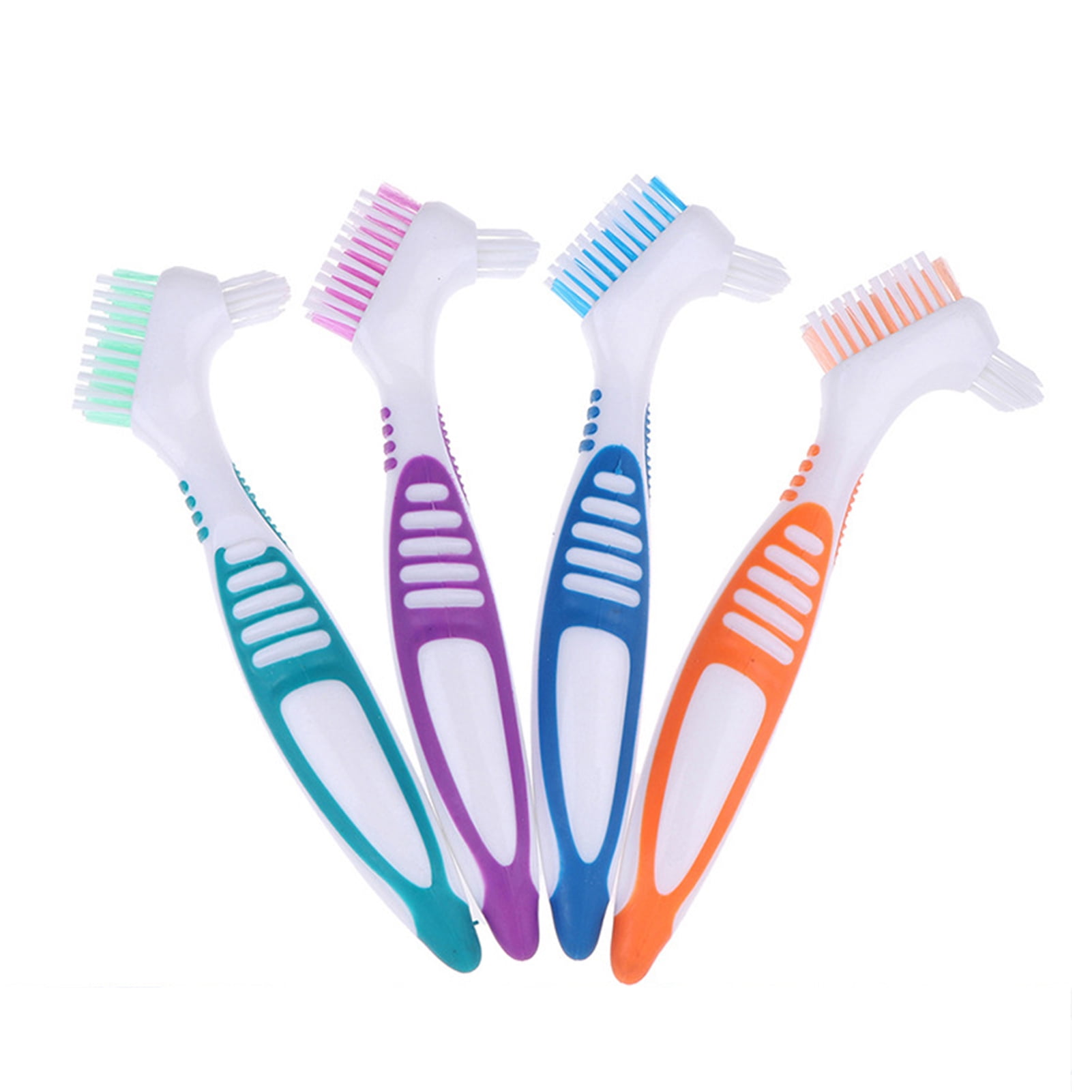 Denture Cleaning Brush Portable Cleaning Brush False Teeth Brushes for Denture Care Denture Cleaner with Multi-Layered Soft Bristles and Dual Angled (1pc)