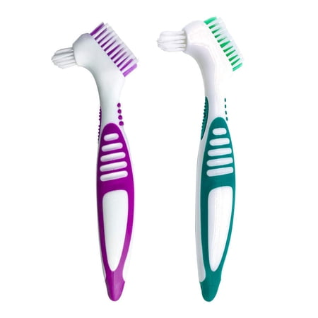 Denture Cleaning Brush Set, Multi-Layered Bristles & Ergonomic Rubber Handle, for Denture Care(Pack of 2)