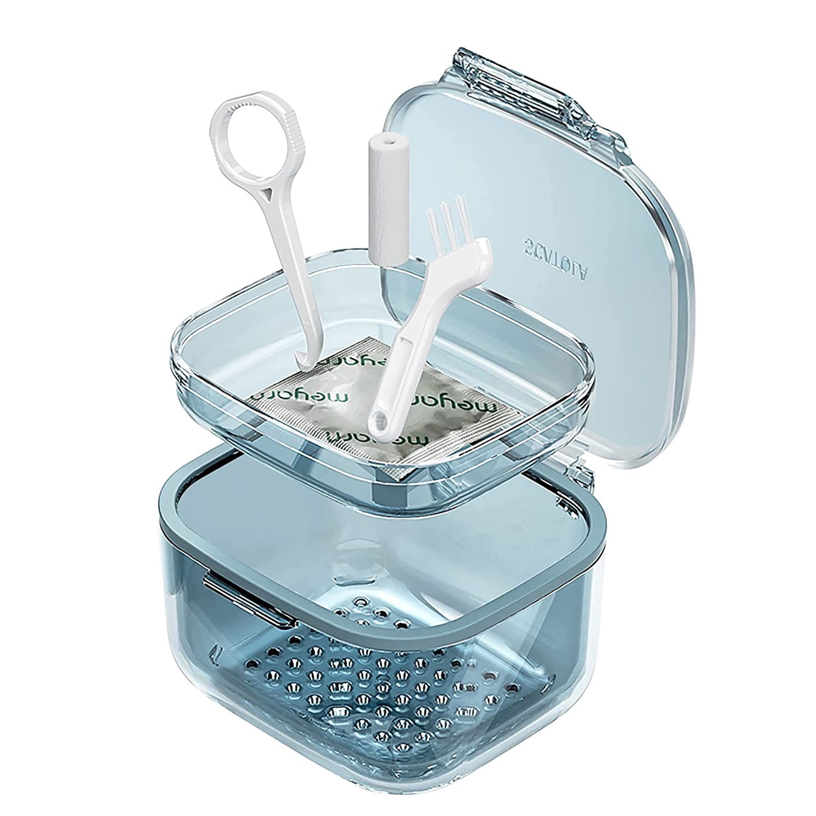 Denture Cleaning Cup Three Layer Aligners Retainers Orthodontic Storage