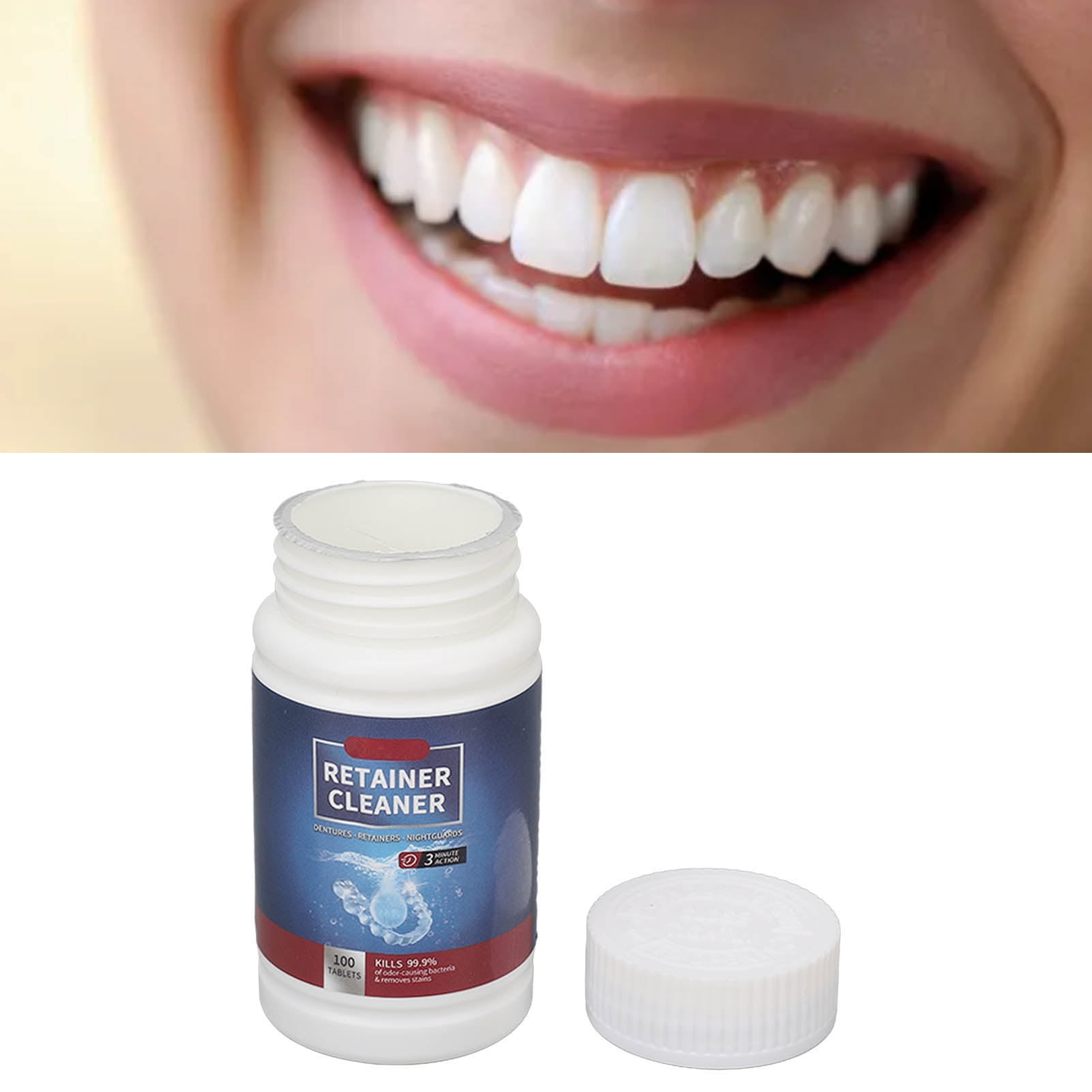 Denture Cleaning Tablet, 100pcs Retainer Cleaner Tablets Portable For