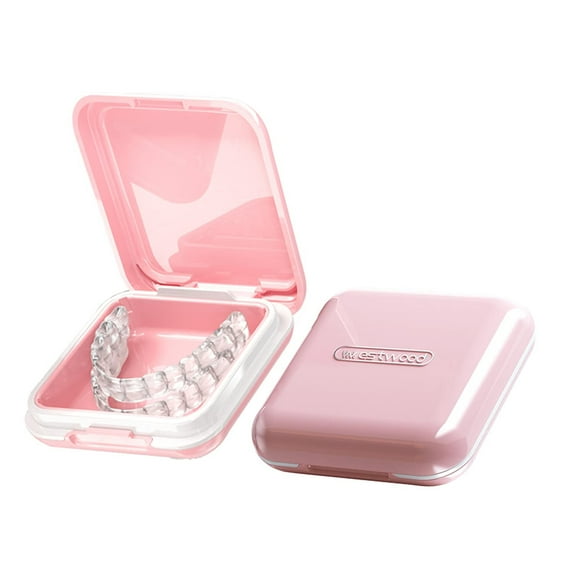 Denture Cup Retainer Case, Cute Night Mouth Guard Box Holder Storage Soak Container with Strainer Basket for Travel Cleaning