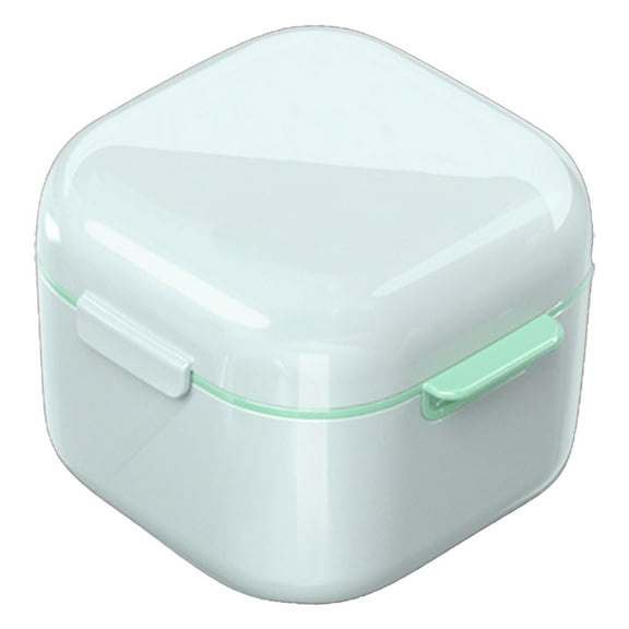 Denture Cup Retainer Case, Denture Case Definitely No Leak Denture Bath Box Completely Clean Care for Retainer Mouth Guard Denture for Traveling Perfectly - white
