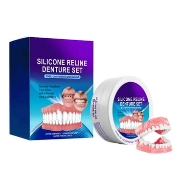 Denture Do it Yourself Full Set of Top Bottom Fake Teeth for Improve Smile DIY Kit Easy Convenient
