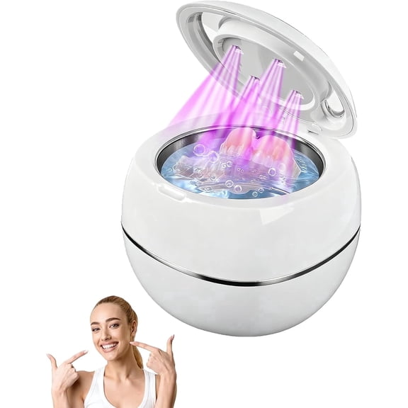 Denture Dome - Ultrasonic UV Dentures Cleaning Domes for Dentures, Mouth Guards, Jewelry,  Denture Dome - Just Fresher, Safer Dentures—Every Single Day (White)