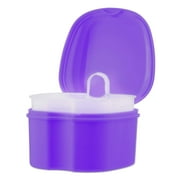 Denture Soaking Cup Dental Retainer Case Cleaning with Strainer Basket, Orthodontic Bath Box Mouthguard Storage Holder - Leak Proof and Lid Waterproof