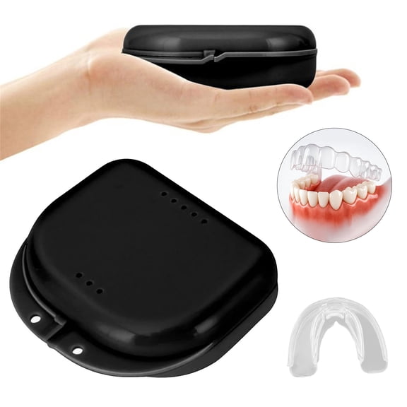 Denture Storage Case with Secure Snap Closure,Compact Travel Orthodontic Retainer Box,Leak-Proof Odor-Resistant Mouth Guard Container with Ventilation Holes