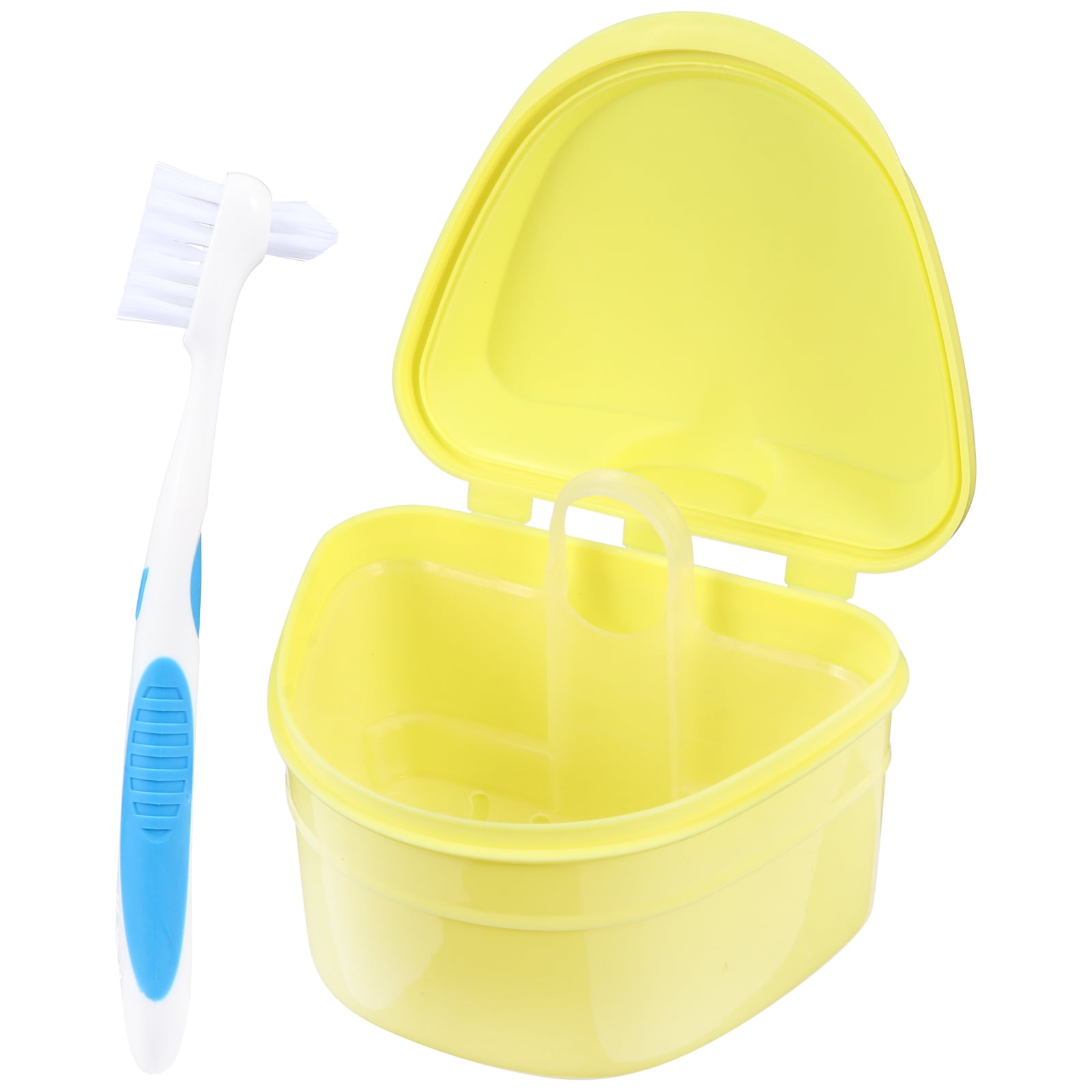Denture Storage Case With Brush Denture Bath Soaking Container With