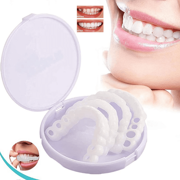 Denture Teeth Temporary Fake TeethSnap On Veneers, Snap in Upper & Lower  Teeth for Men and Women,Cover The Imperfect Teeth,No Pain No Shot No  Drilling,Fix Confident Smile, One Size(2 Pcs) 