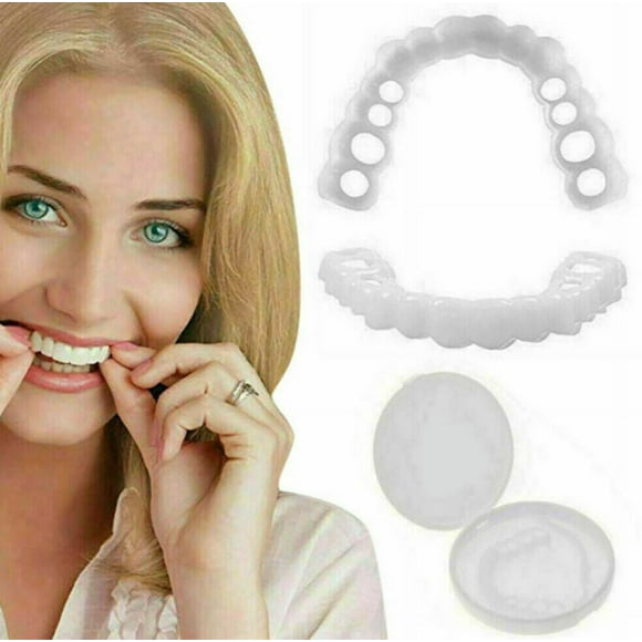 Dentures Teeth Temporary Teeth Perfect Fake Teeth and Whitening Alternative Smile Snap Tooth (1Top  1Bottom)