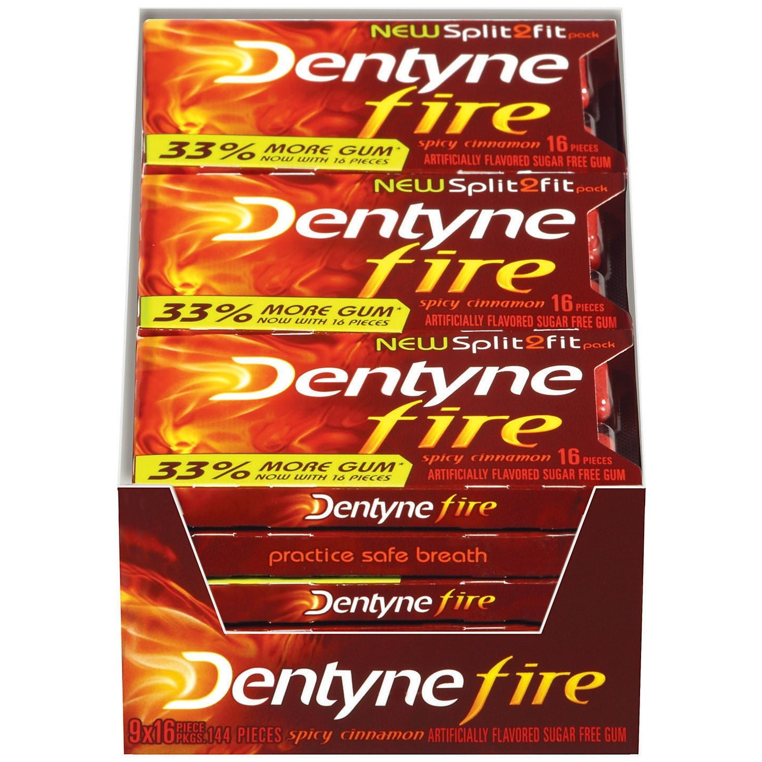 Dentyne Fire Spicy Cinnamon Sugar Free Gum, 3 Pk