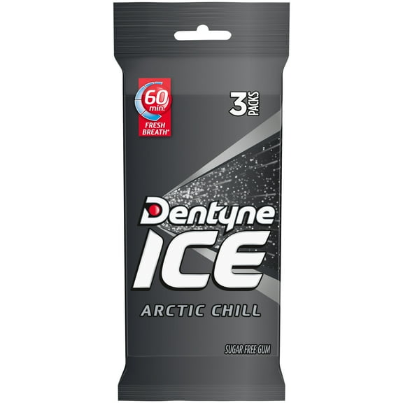 Dentyne Ice Arctic Chill Sugar Free Gum, 3 Packs of 16 Pieces (48 Total Regular Size Pieces)