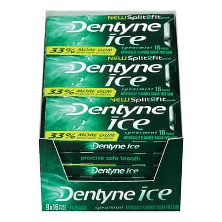 Dentyne Ice New Split2Fit Sugar Free Spearmint Gums - 16 Ea, 9 Pack