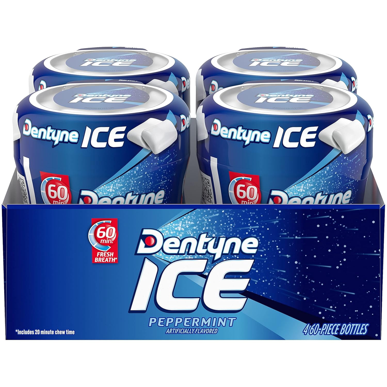 Dentyne Ice Peppermint Sugar Free Gum, 4 Bottles of 60 Pieces