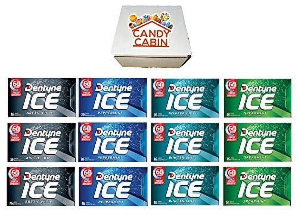 Dentyne Ice Sugar Free Gum, Variety Pack , 12 Packs of 16 Pieces By CANDY CABIN ARCTIC CHILL-PEPPERMINT-WINTER CHILL-SPEARMINT