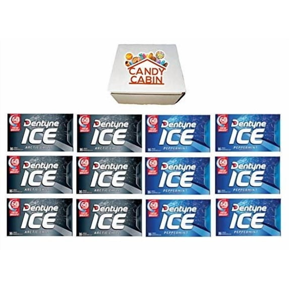 Dentyne Ice Sugar Free Gum, Variety Pack , 12 Packs of 16 Pieces By CANDY CABIN ARCTIC CHILL-PEPPERMINT
