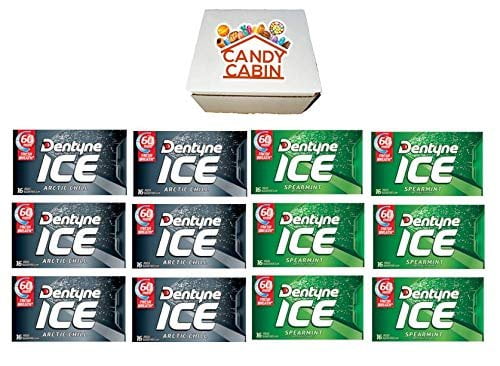 Dentyne Ice Sugar Free Gum, Variety Pack , 12 Packs of 16 Pieces By CANDY CABIN ARCTIC CHILL-SPEARMINT