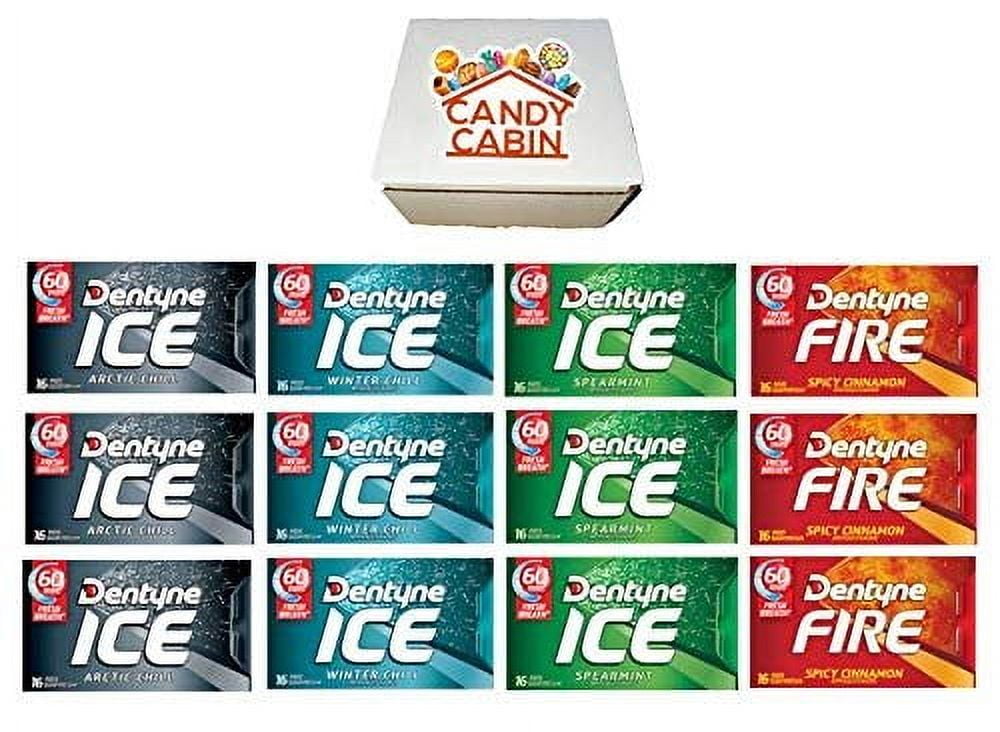 Dentyne Ice Sugar Free Gum, Variety Pack , 12 Packs of 16 Pieces By CANDY CABIN ARCTIC CHILL-WINTER CHILL-SPEARMINT-FIRE