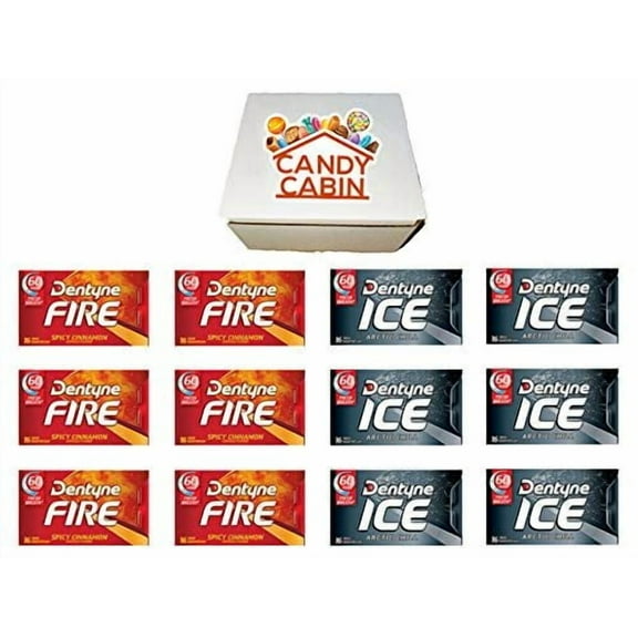 Dentyne Ice Sugar Free Gum, Variety Pack , 12 Packs of 16 Pieces By CANDY CABIN FIRE ICE