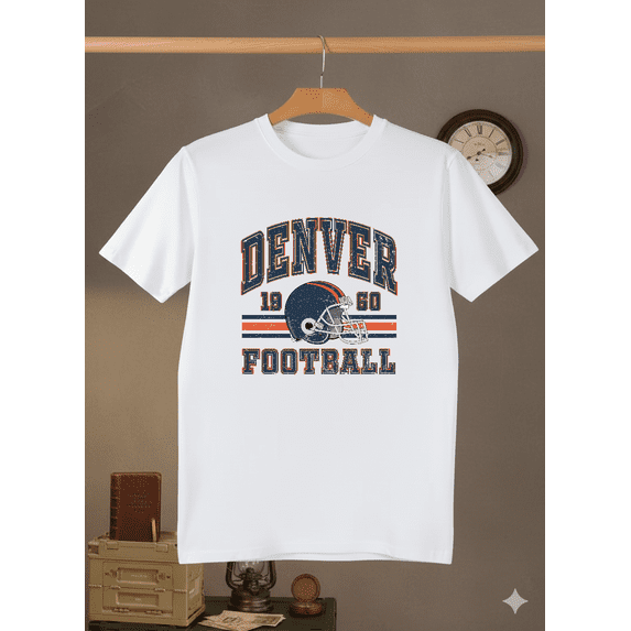 Denver 1960 Football Vintage Bronco Throwback AFL Fan Unisex T- V91005 up to size 5XL