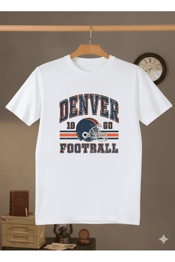 Denver 1960 Football Vintage Bronco Throwback AFL Fan Unisex T- V91005 up to size 5XL