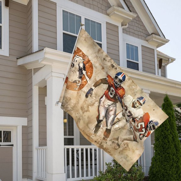 Denver 5x8ft Outdoor Decorative Flag, American Football Team Fan Game Day Support Flag, Lightweight and Drape, Suitable for Strong Winds - All Weather Flag