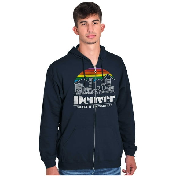 Denver Always 420 Funny Colorado Unisex Fleece Graphic Zip Up Hoodie Brisco Brands 2X