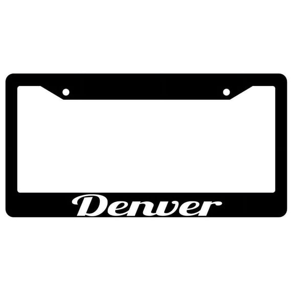 Denver Black Plastic License Plate Frame