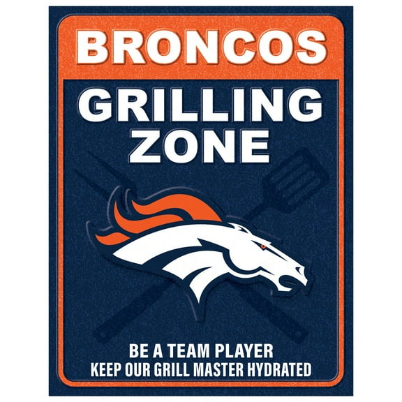 Denver Broncos 13" x 20" Grill Zone Metal Sign